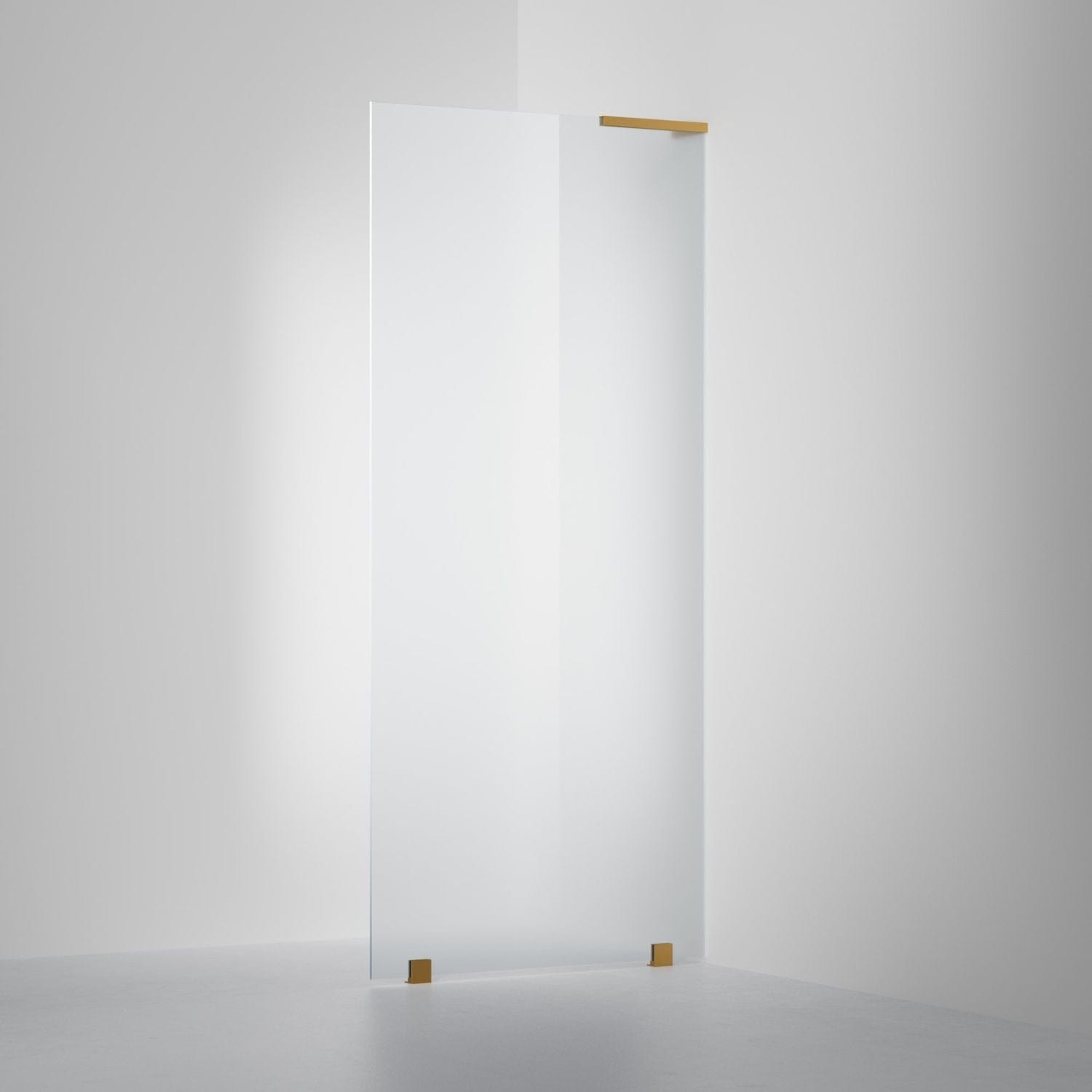 INR Dusjvegg ARC 20 Original Skjermvegg Måltilpasset Brushed brass / Måltilpasset - høyre / Frost glass INR Iconic Nordic Rooms Dusjvegg INR-120510800