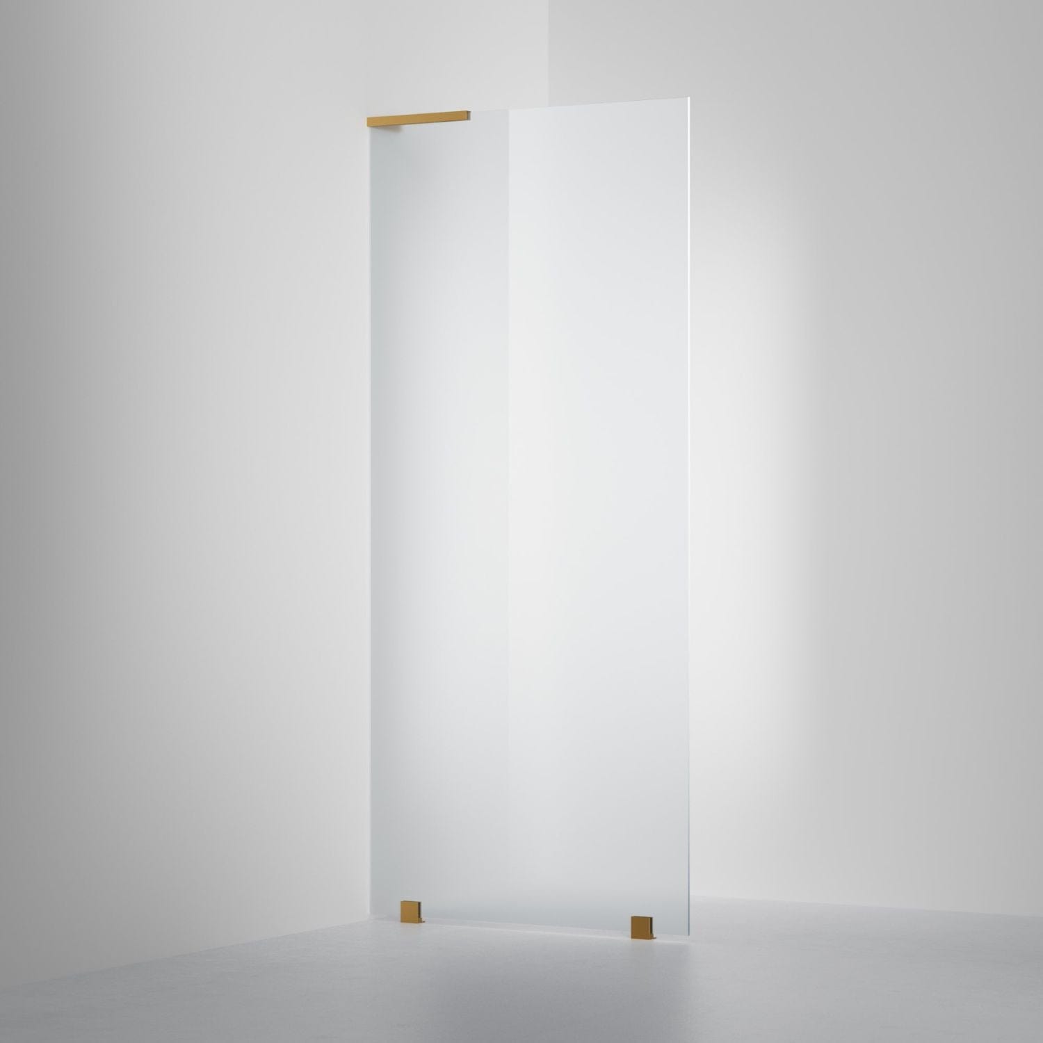 INR Dusjvegg ARC 20 Original Skjermvegg Måltilpasset Brushed brass / Måltilpasset - venstre / Frost glass INR Iconic Nordic Rooms Dusjvegg INR-120410800