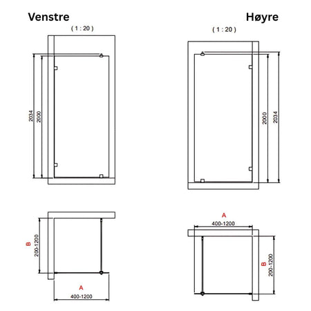 INR Dusjvegg ARC 20 Original Skjermvegg Måltilpasset