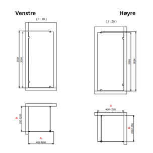 INR Dusjvegg ARC 20 Original Skjermvegg Standardmål