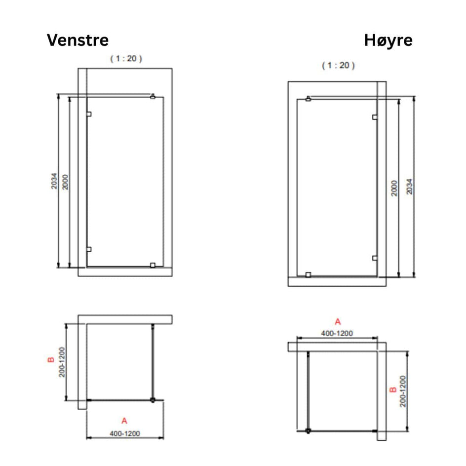 INR Dusjvegg ARC 20 Original Skjermvegg Standardmål INR Iconic Nordic Rooms Dusjvegg