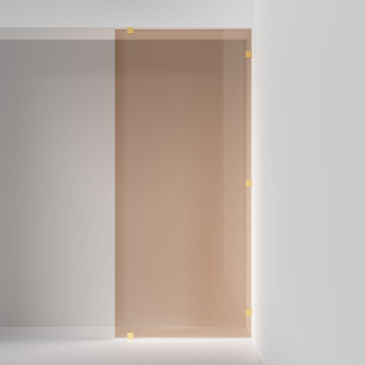 INR Dusjvegg ARC 20 Original XL Måltilpasset Brushed brass / Måltilpasset / Bronse glass INR Iconic Nordic Rooms Dusjvegg INR-120142800