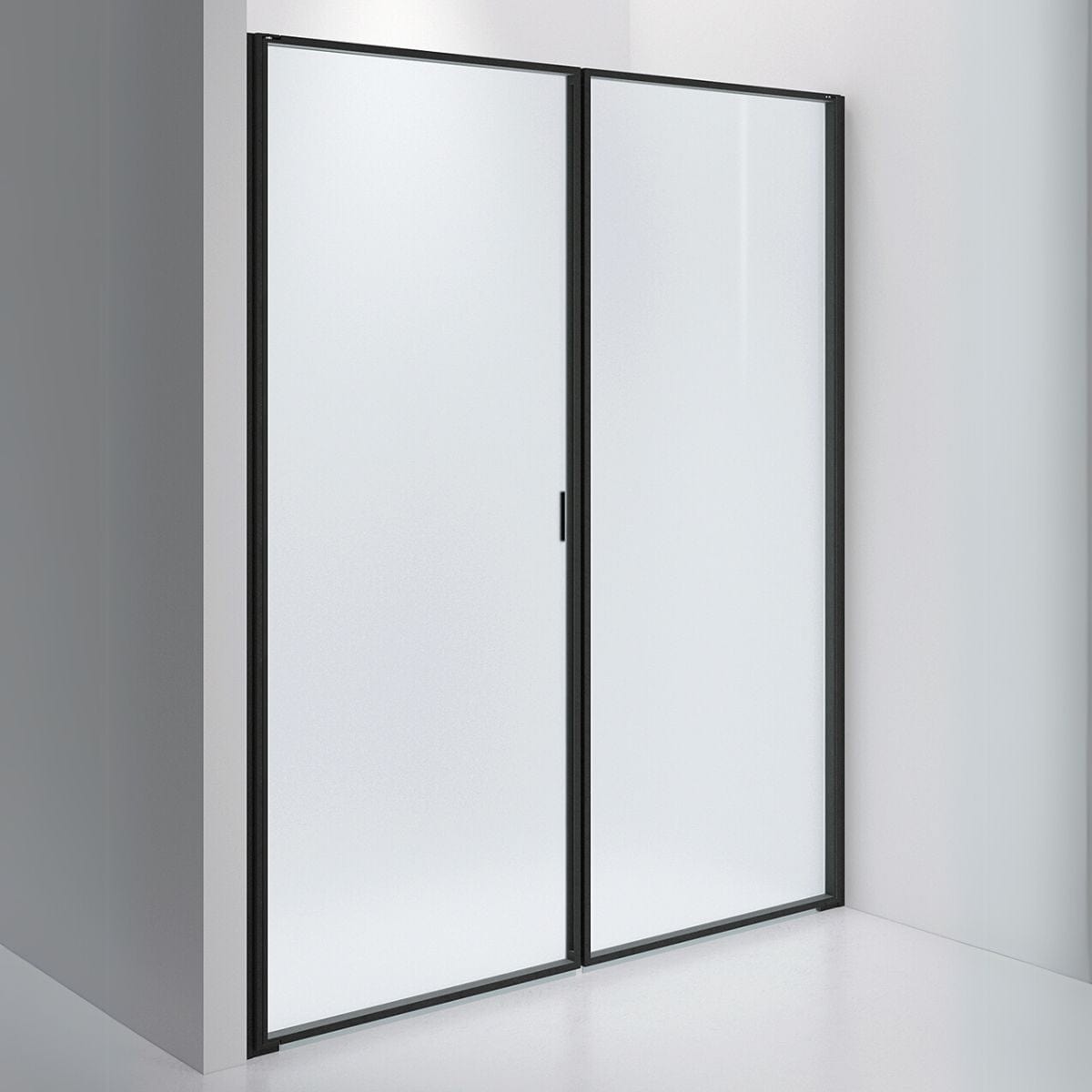 INR Dusjvegg EDGE 3 Måltilpasset / Matt svart / Frostet glass INR Iconic Nordic Rooms Dusjvegg INR-203010100