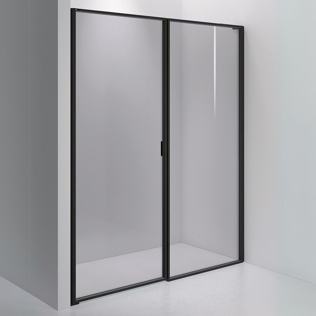 INR Dusjvegg EDGE 4 Måltilpasset - venstre / Matt svart / Grått glass INR Iconic Nordic Rooms Dusjvegg INR-204103100