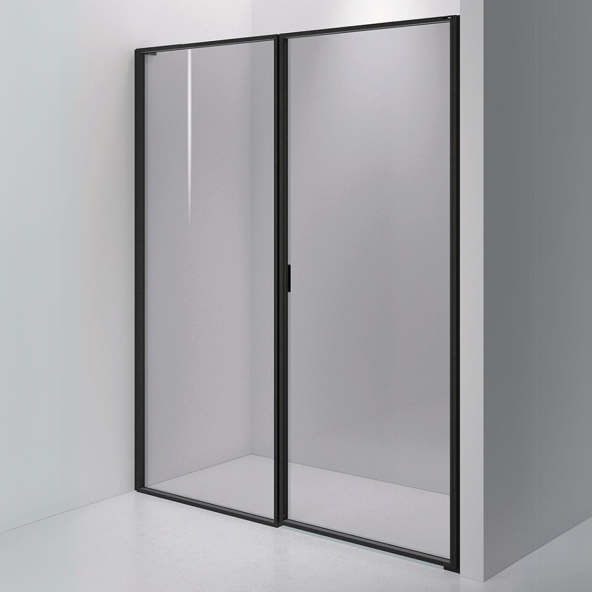 INR Dusjvegg EDGE 4 Måltlpasset - høyre / Matt svart / Grått glass INR Iconic Nordic Rooms Dusjvegg INR-204203100