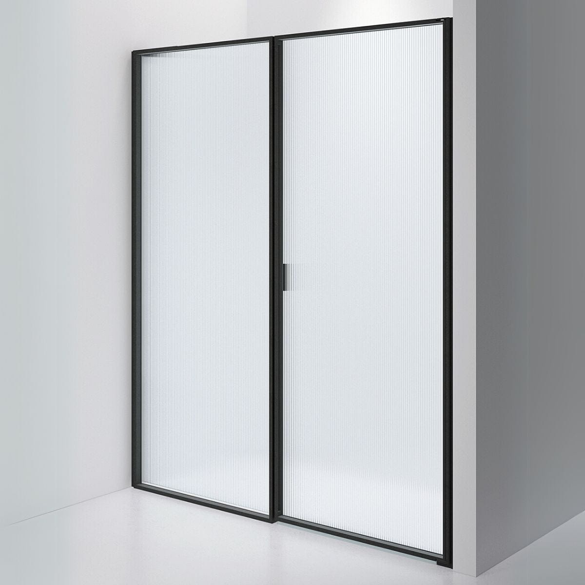 INR Dusjvegg EDGE 4 Måltlpasset - høyre / Matt svart / Sway glass INR Iconic Nordic Rooms Dusjvegg INR-204241100