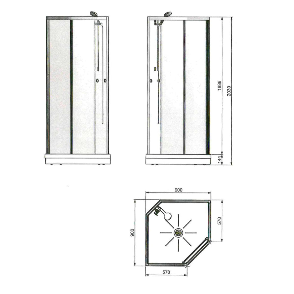INR Nevada 2.0 Dusjkabinett Krom / 90x90cm / Klart glass INR Iconic Nordic Rooms Dusjkabinett INR-90402390