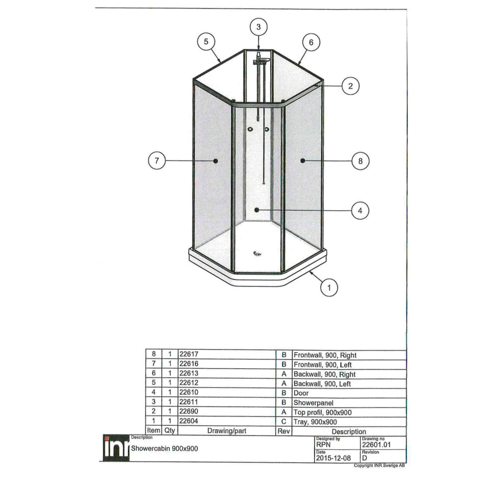 INR Nevada 2.0 Dusjkabinett Krom / 90x90cm / Klart glass INR Iconic Nordic Rooms Dusjkabinett INR-90402390