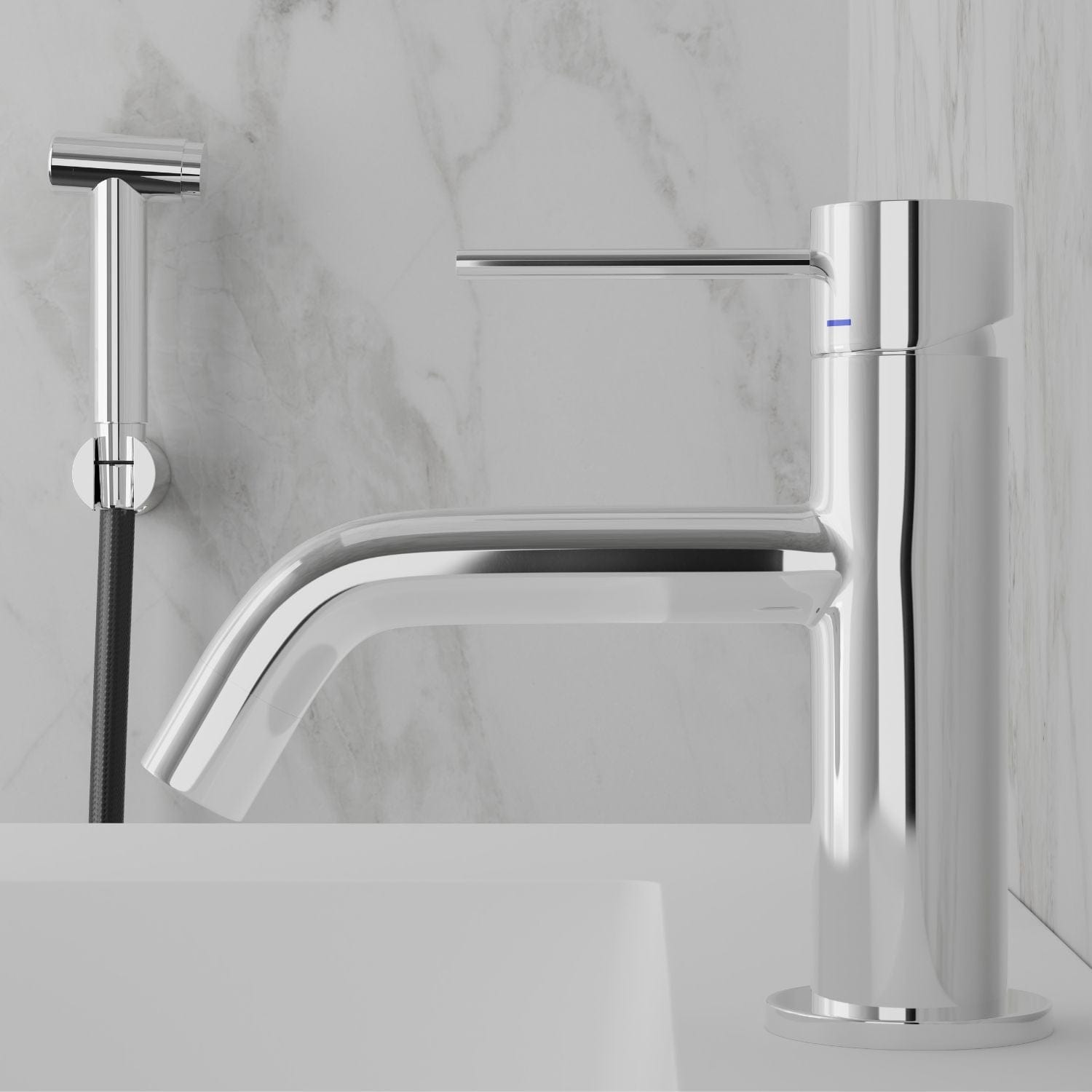 INR Voyage Low Servantbatteri med Hånddusj Polished INR Iconic Nordic Rooms Servantbatteri INR-80001424