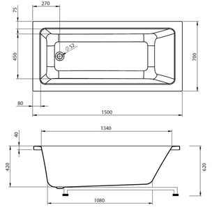 Interform Idun MicroSilk Badekar 150-170x70 - uten paneler
