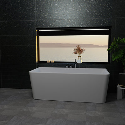 Interform Saga Badekar Back-to-wall 165x80 Solid Surface Interform Frittstående badekar