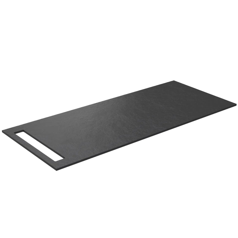 Korsbakken Benkeplate HPL med 1 håndkleholder Svart / 1 side / 110cm Korsbakken Benkeplate bad KO-513404110