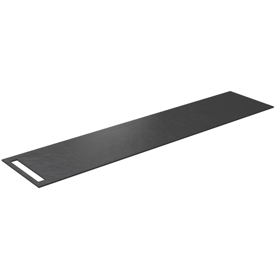 Korsbakken Benkeplate HPL med 1 håndkleholder Svart / 1 side / 210cm Korsbakken Benkeplate bad KO-513404210