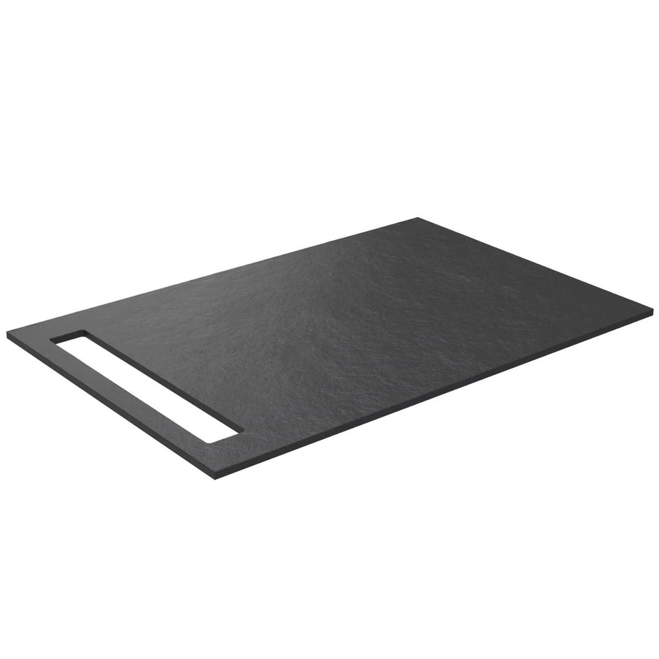 Korsbakken Benkeplate HPL med 1 håndkleholder Svart / 1 side / 70cm Korsbakken Benkeplate bad KO-513404070