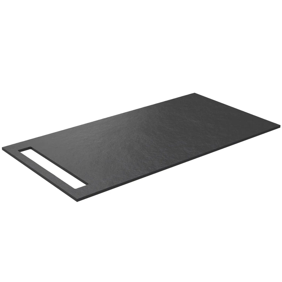 Korsbakken Benkeplate HPL med 1 håndkleholder Svart / 1 side / 90cm Korsbakken Benkeplate bad KO-513404090