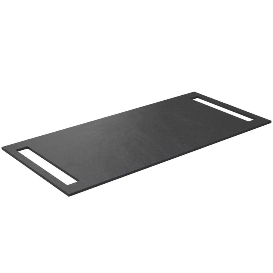 Korsbakken Benkeplate HPL med 2 side håndkleholder Svart / 2 sider / 100cm Korsbakken Benkeplate bad KO-513504100