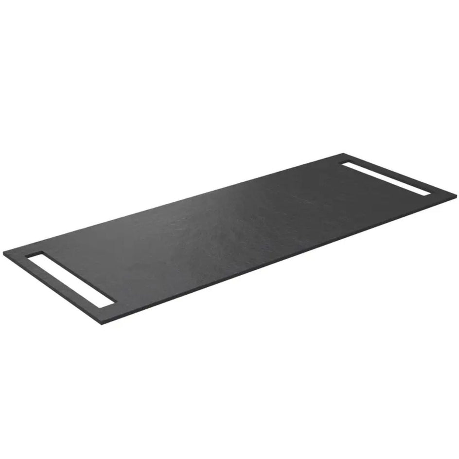 Korsbakken Benkeplate HPL med 2 side håndkleholder Svart / 2 sider / 120cm Korsbakken Benkeplate bad KO-513504120