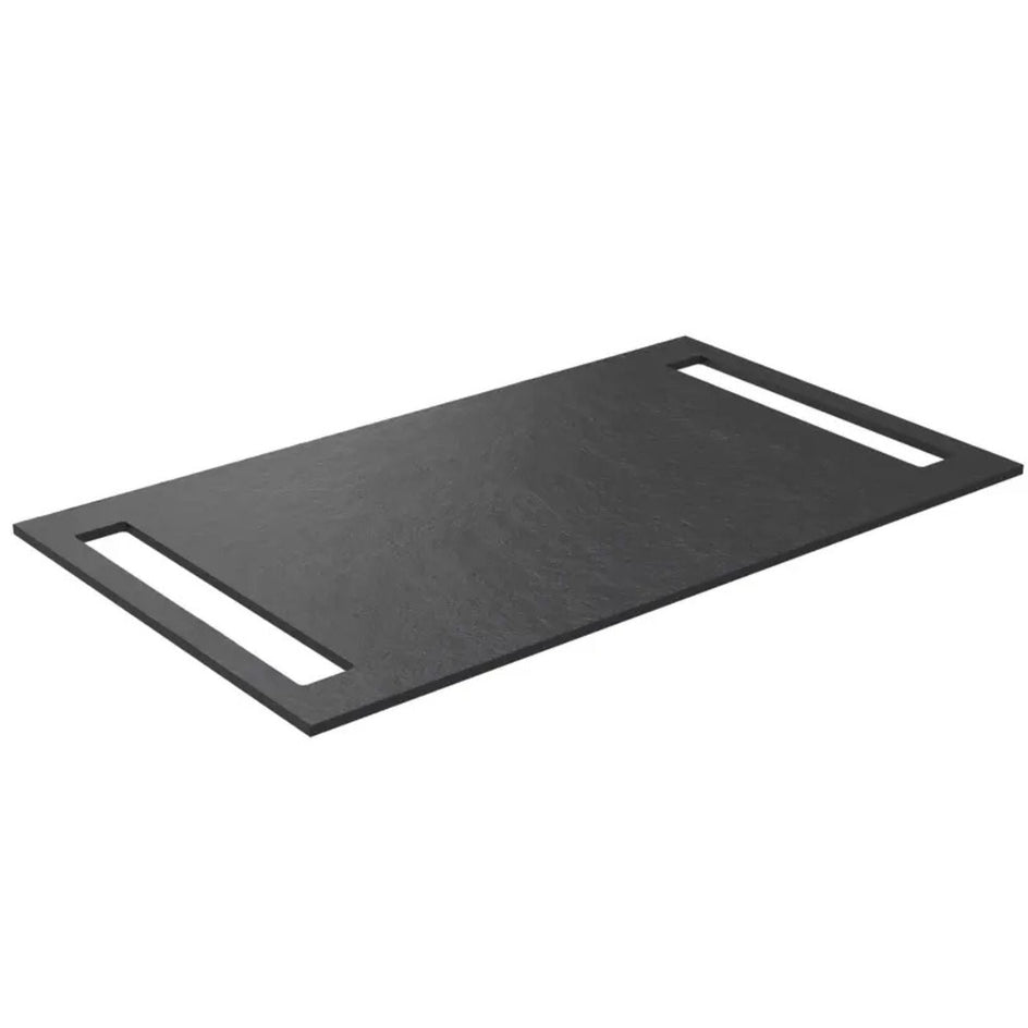 Korsbakken Benkeplate HPL med 2 side håndkleholder Svart / 2 sider / 80cm Korsbakken Benkeplate bad KO-513504080