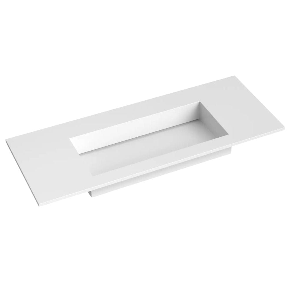 Korsbakken Corian Servant med Flat Bunn uten Kranhull Hvit matt / 120cm Korsbakken Møbelservant KO-383802120