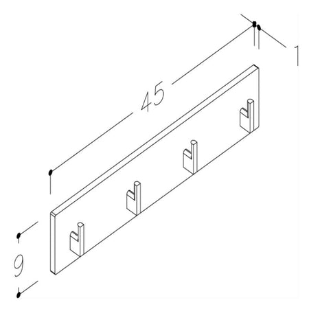 Korsbakken Hylle med knagger HPL L30-60cm