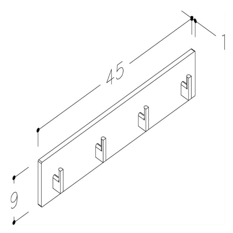 Korsbakken Hylle med knagger HPL L30-60cm