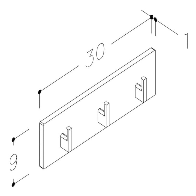 Korsbakken Hylle med knagger HPL L30-60cm