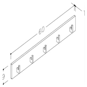 Korsbakken Hylle med knagger HPL L30-60cm