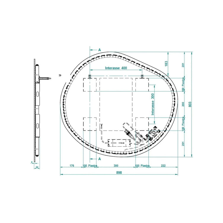 Korsbakken Organic 85cm Speil med lys
