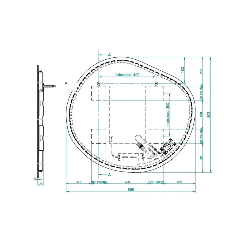 Korsbakken Organic 85cm Speil med lys 85cm Korsbakken Baderomsspeil KO-108800085