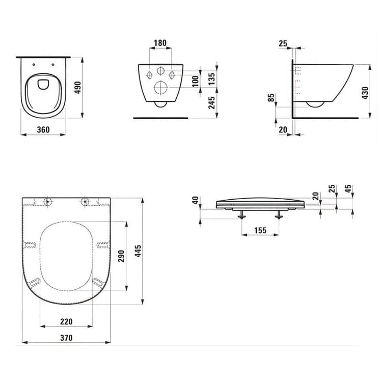 Laufen Lua Kompakt Rimless Vegghengt Toalett