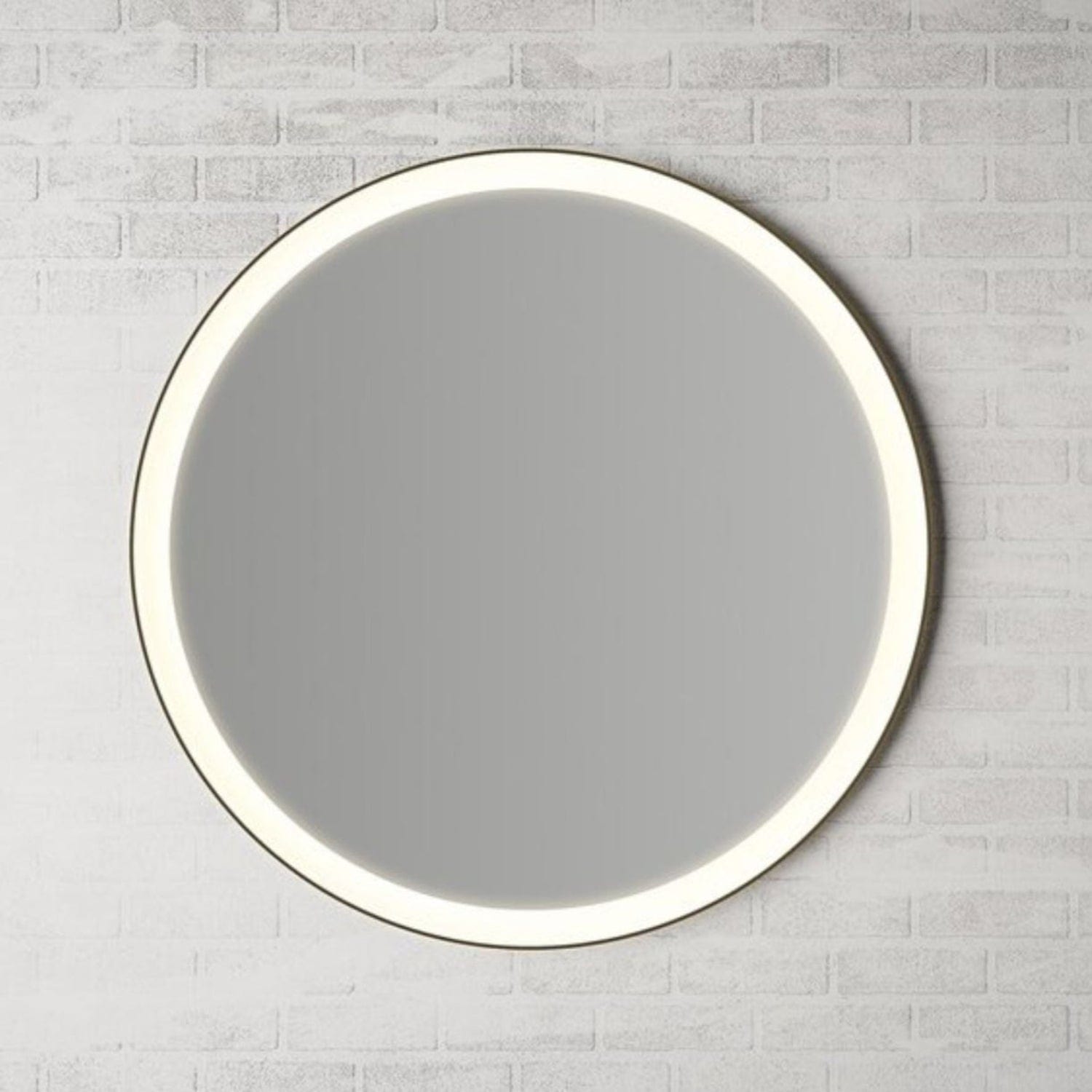 Linn Bad Hopra Rundt Speil med svart ramme og lys Svart matt / 80cm Linn Bad Baderomsspeil LB-27108