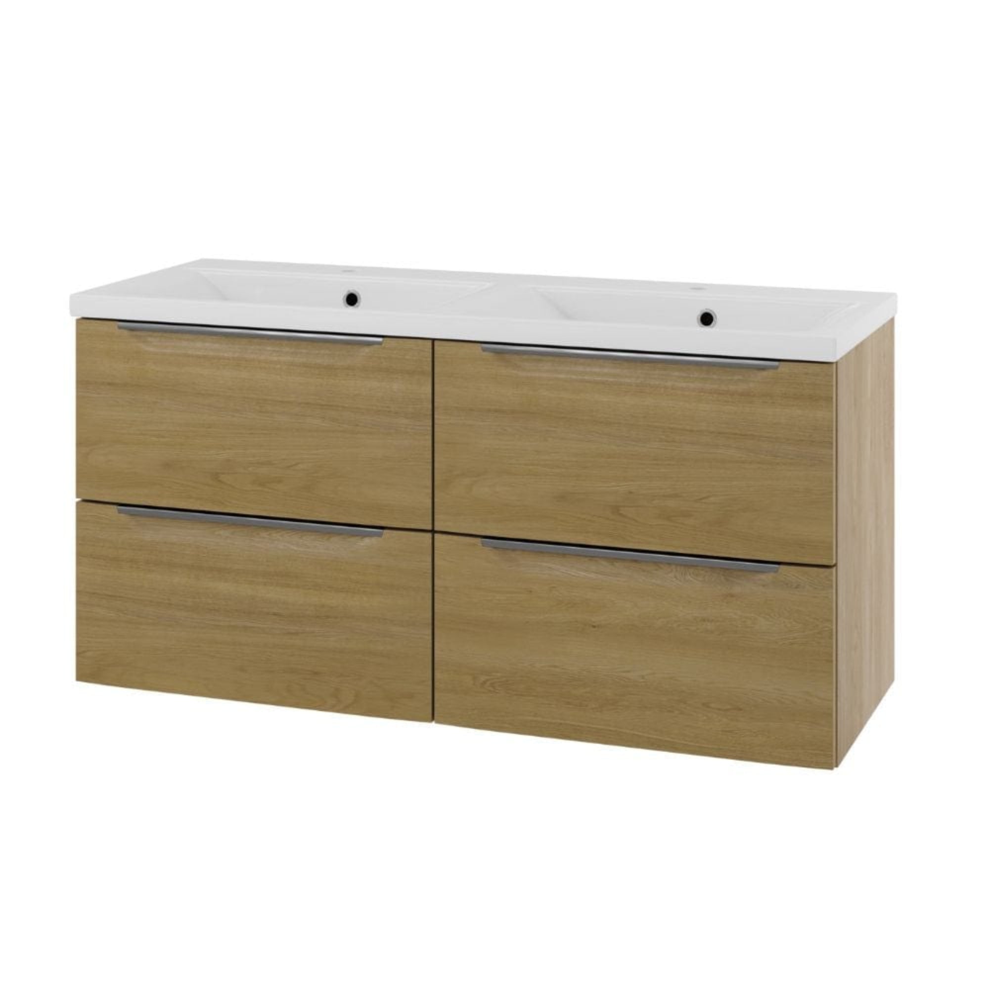 Linn Bad Mari D45cm Servantskap Eikefolie / 120 cm dobbel 4skuff Linn Bad Servantskap LB-120512D4S