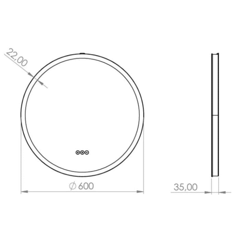 Loevschall Johannesburg Speil Rundt Ø60-100cm - touchstyring