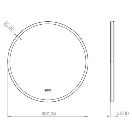 Loevschall Johannesburg Speil Rundt Ø60-100cm - touchstyring