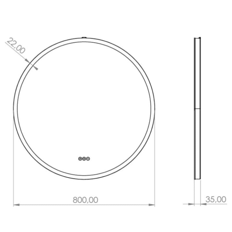 Loevschall Johannesburg Speil Rundt Ø60-100cm - touchstyring Loevschall Baderomsspeil