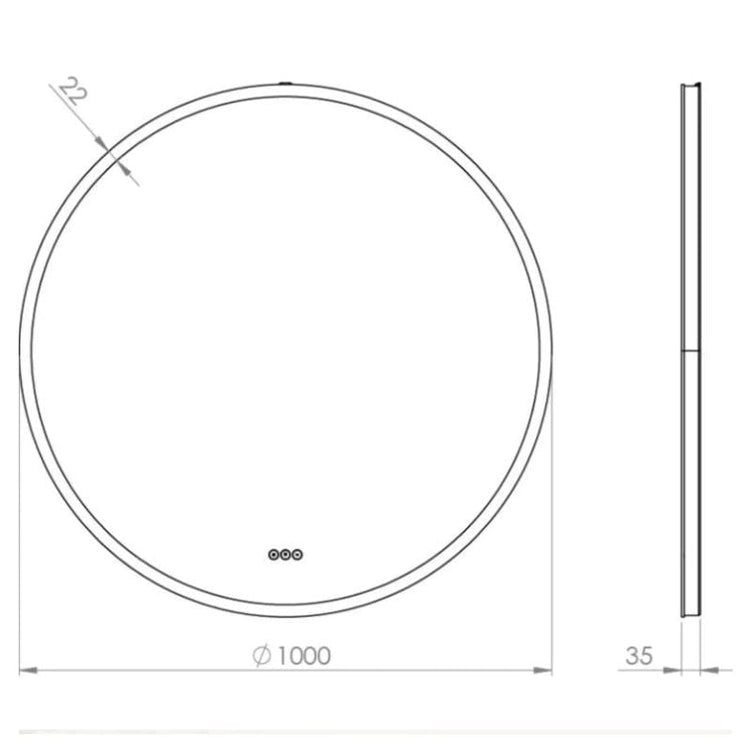 Loevschall Johannesburg Speil Rundt Ø60-100cm - touchstyring