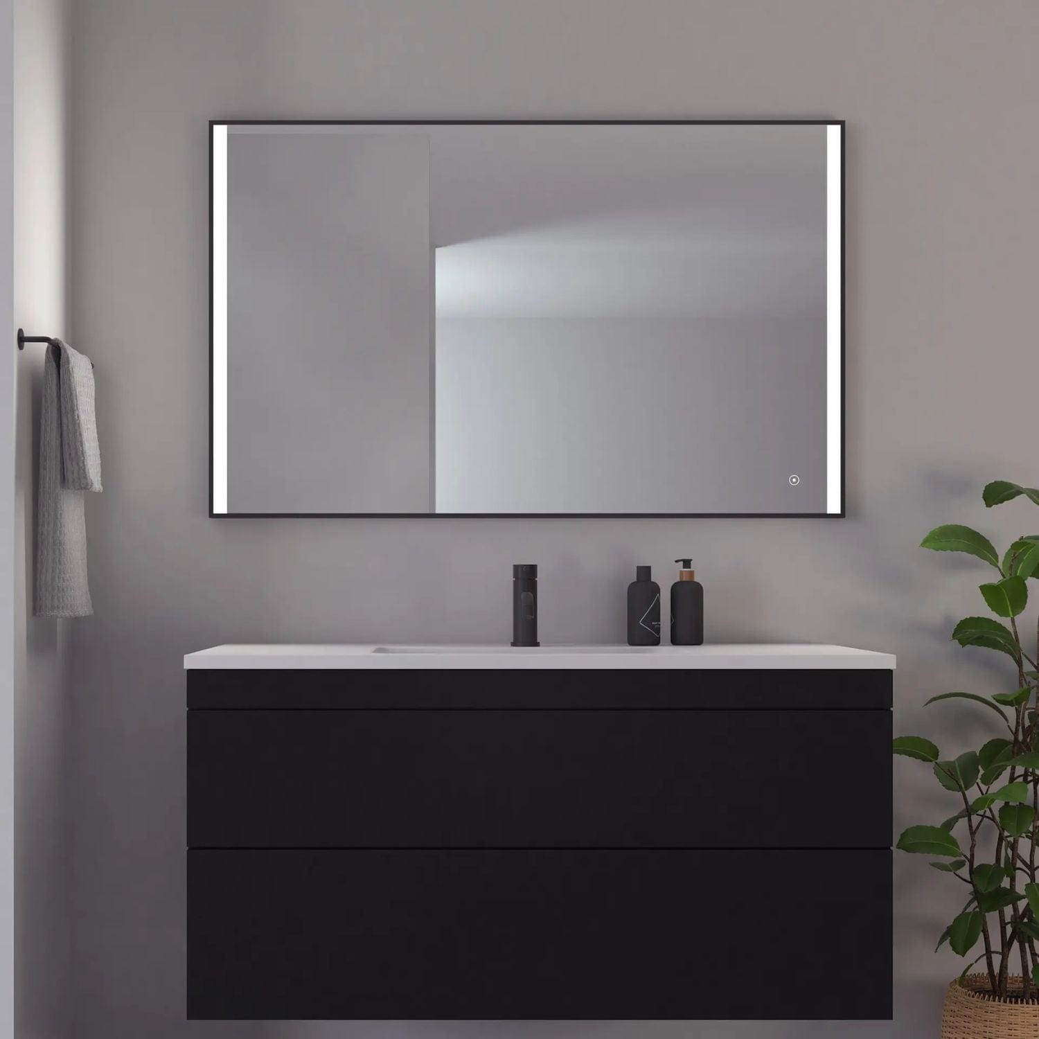 Loevschall Nyborg Rammespeil med LED lys 120cm Loevschall Baderomsspeil KO-3443458782