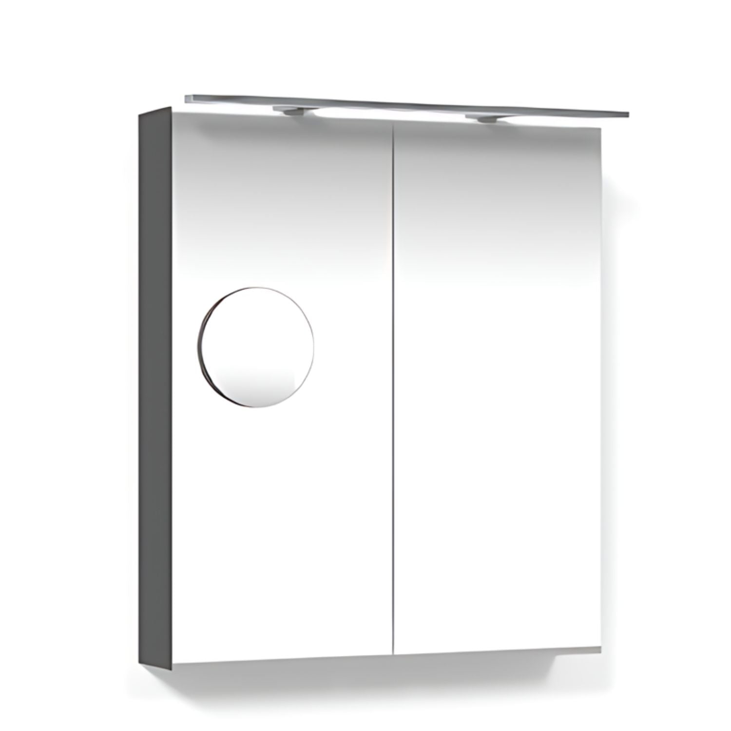 Macro Design CROWN 2-dør Speilskap Rampe-belysning med forstørrelsesspeil Antrasitt / 60cm Macro Design Speilskap GRO-FCS60ABRLF