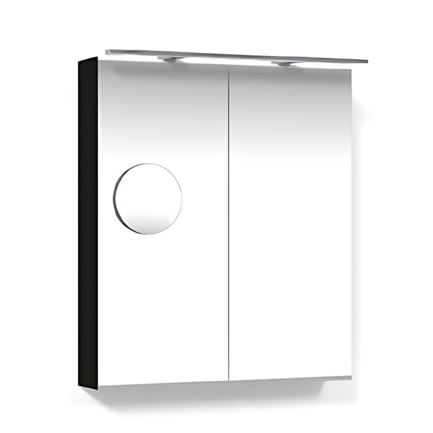 Macro Design CROWN 2-dør Speilskap Rampe-belysning med forstørrelsesspeil Svart / 60cm Macro Design Speilskap GRO-FCS60SBRLF