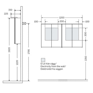 Macro Design CROWN 4-dør Speilskap Rampe-belysning med forstørrelsesspeil