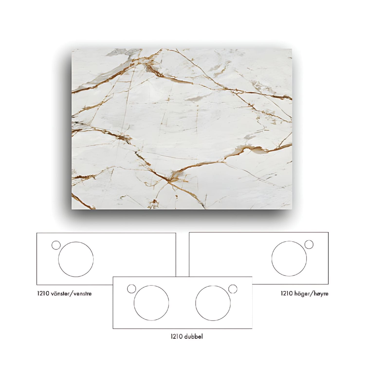 Macro Design Crown+ Dekton Benkeplate 121cm Reverie / 121cm / Høyre Macro Design Benkeplate bad GRO-FB120REVHH