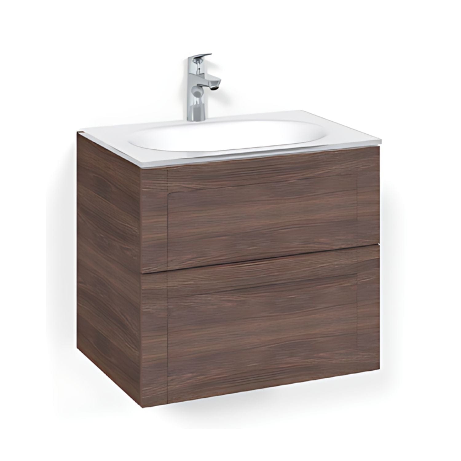 Macro Design CROWN Frame Servantskap 2-skuff - med Glasservant Brun ask / 60cm / Glass Edge hvit Macro Design Møbelpakke bad BUN-FSK60BFG