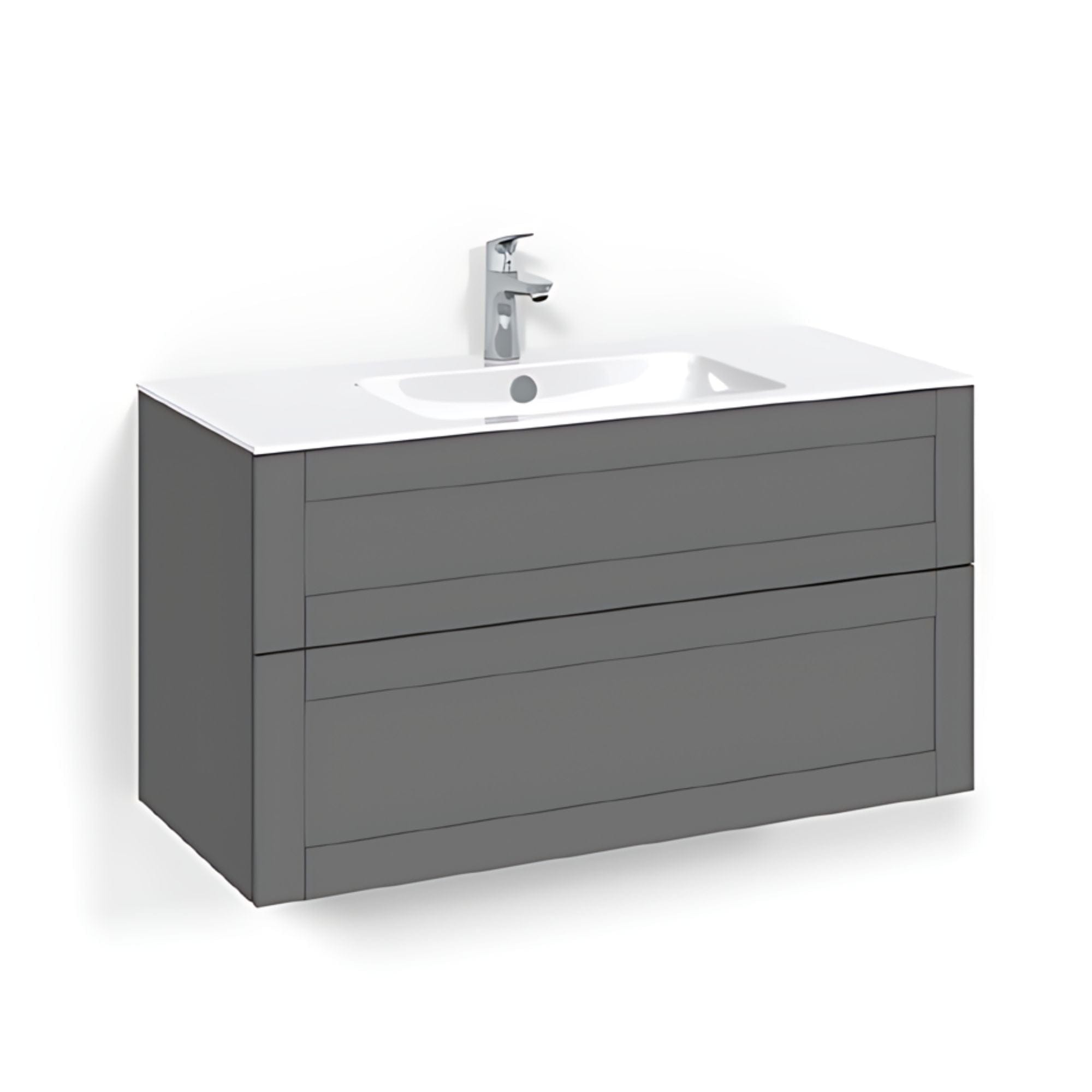 Macro Design CROWN Frame Servantskap 2 skuff - med LIGHT servant Antrasitt / 100cm / Light 8 Macro Design Møbelpakke bad BUN-FSK100AFL8