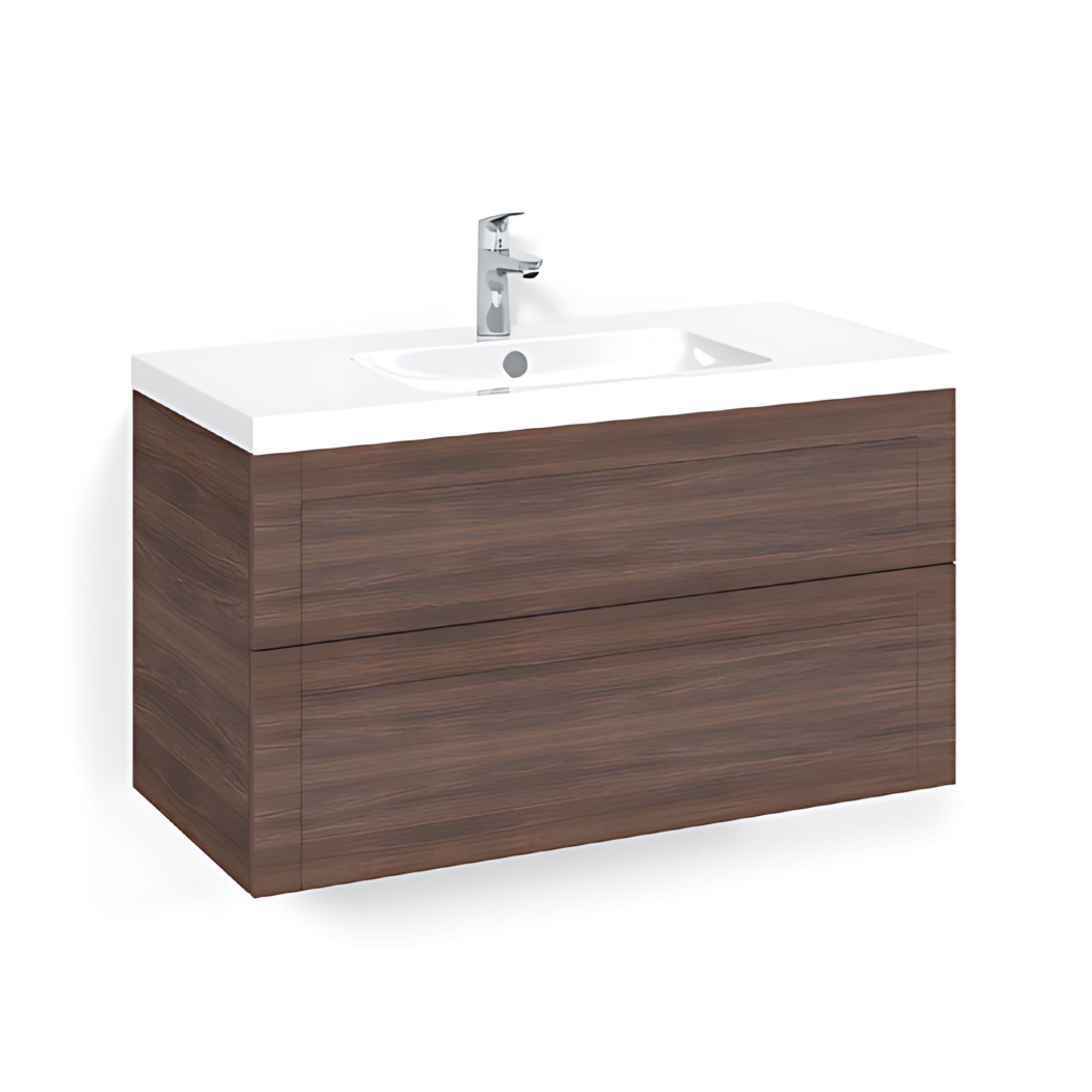 Macro Design CROWN Frame Servantskap 2 skuff - med LIGHT servant Brun ask / 100cm / Light 45 Macro Design Møbelpakke bad BUN-FSK100BFL45