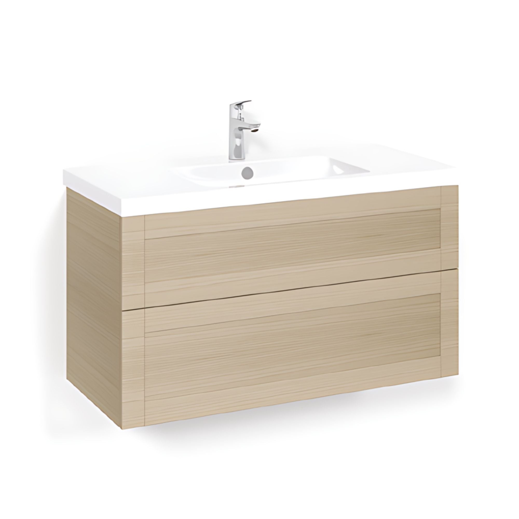 Macro Design CROWN Frame Servantskap 2 skuff - med LIGHT servant Eik / 100cm / Light 45 Macro Design Møbelpakke bad BUN-FSK100EFL45