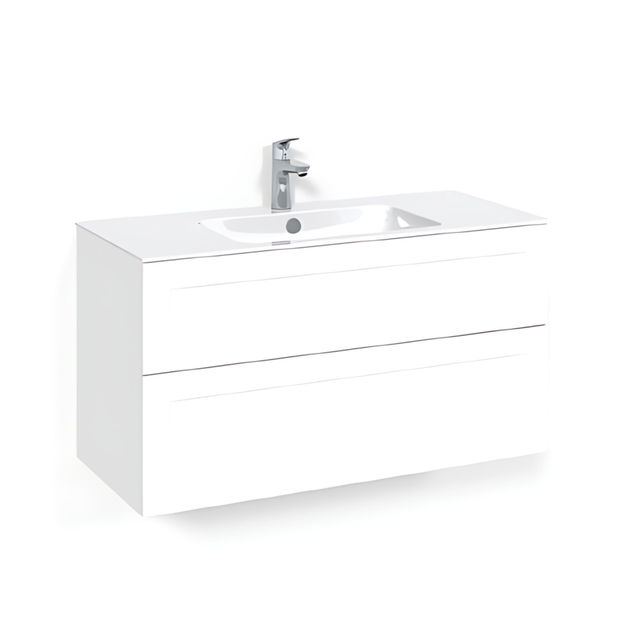 Macro Design CROWN Frame Servantskap 2 skuff - med LIGHT servant Hvit / 100cm / Light 8 Macro Design Møbelpakke bad BUN-FSK100VFL8