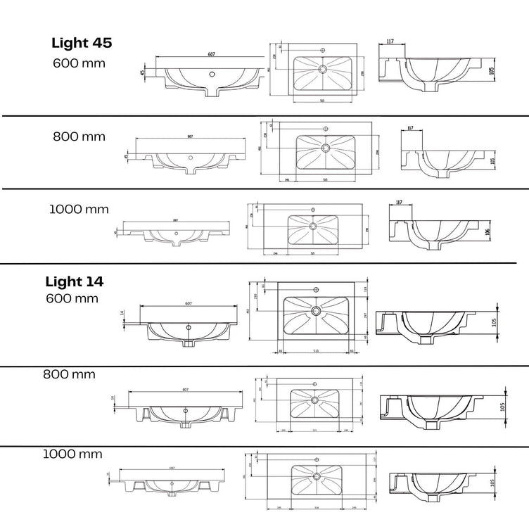 Macro Design CROWN Line/Push-open Servantskap 2 skuff - med LIGHT servant