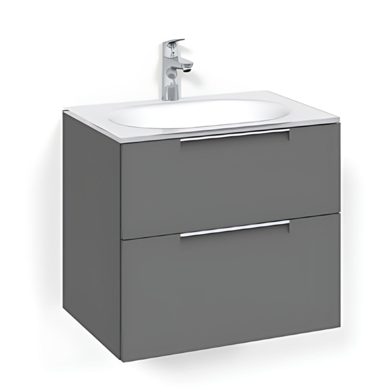 Macro Design CROWN Grip Servantskap 2-skuff - med Glasservant Antrasitt / 60cm / Glass Edge hvit Macro Design Møbelpakke bad BUN-FSK60AJVG