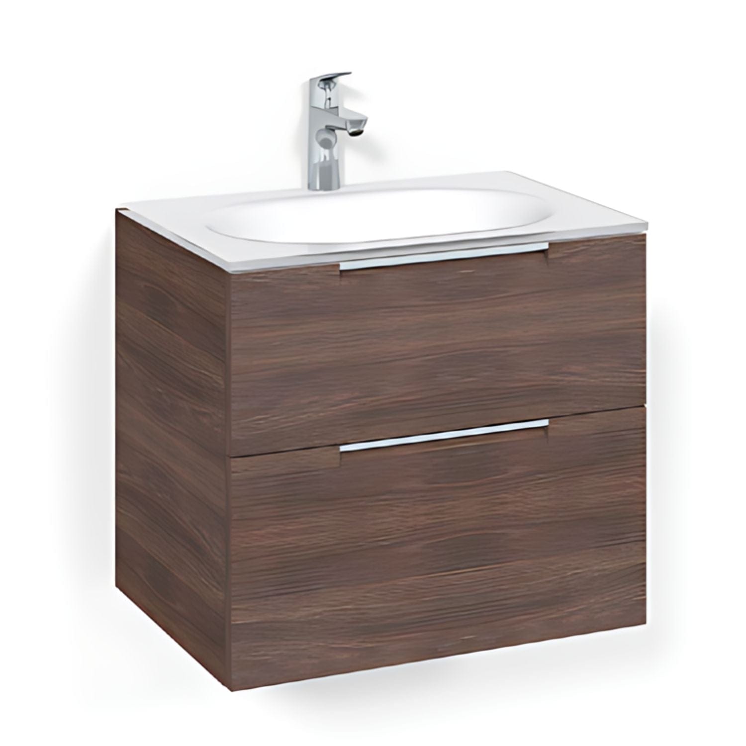 Macro Design CROWN Grip Servantskap 2-skuff - med Glasservant Brun ask / 60cm / Glass Edge hvit Macro Design Møbelpakke bad BUN-FSK60BJVG