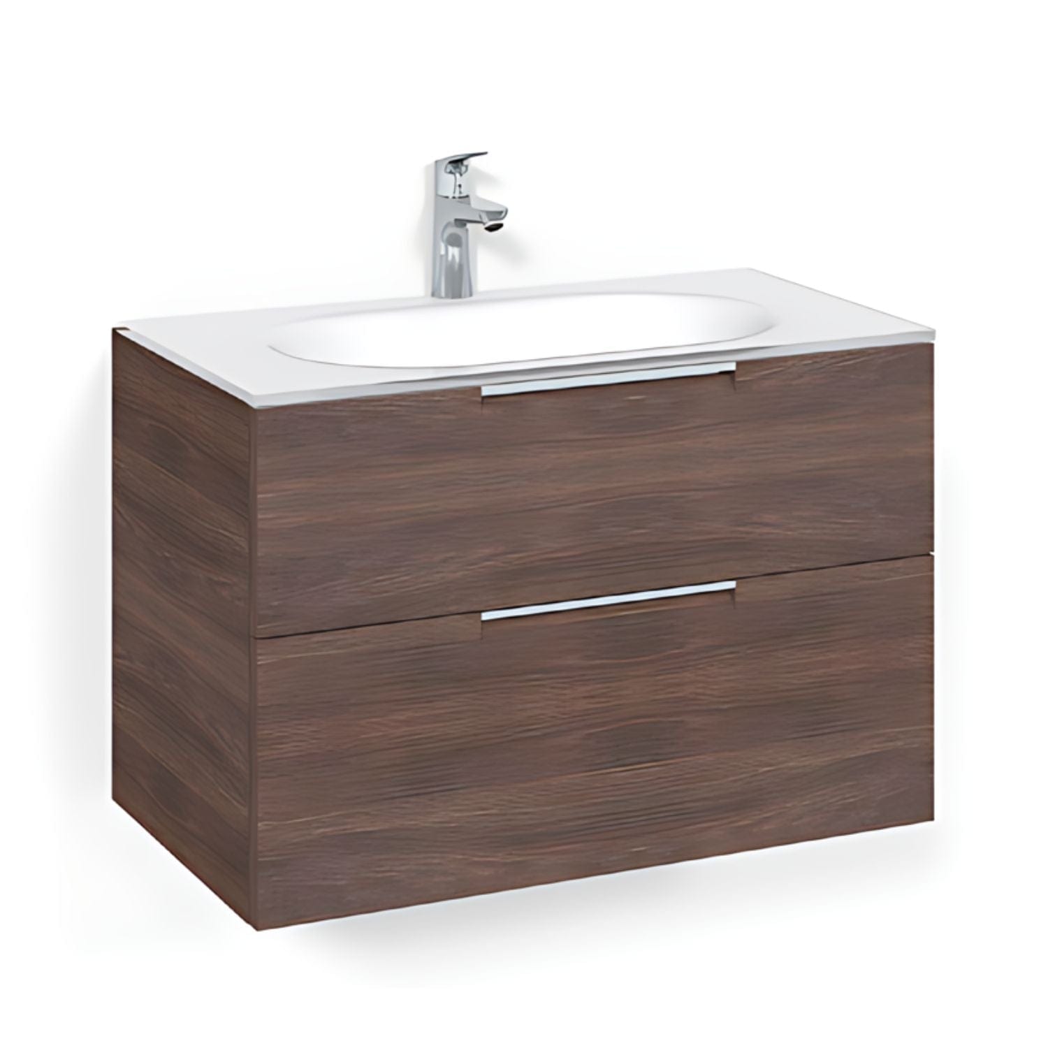 Macro Design CROWN Grip Servantskap 2-skuff - med Glasservant Brun ask / 80cm / Glass Edge hvit Macro Design Møbelpakke bad BUN-FSK80BJVG